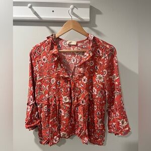 Altar'd State Red Floral Blouse
